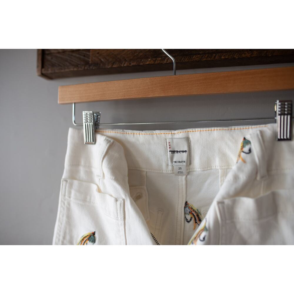 Anthropologie The Colette Embroidered Fishing Crop Wide-Leg Pants 25 - Picture 3 of 4
